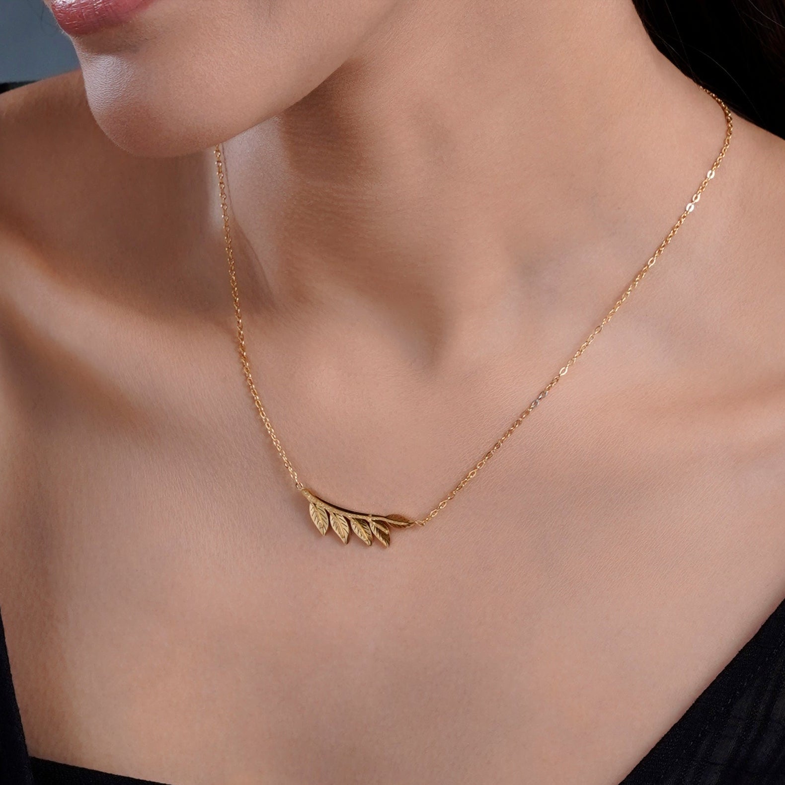 Shalakha Leaf 18K Gold Plated Necklace