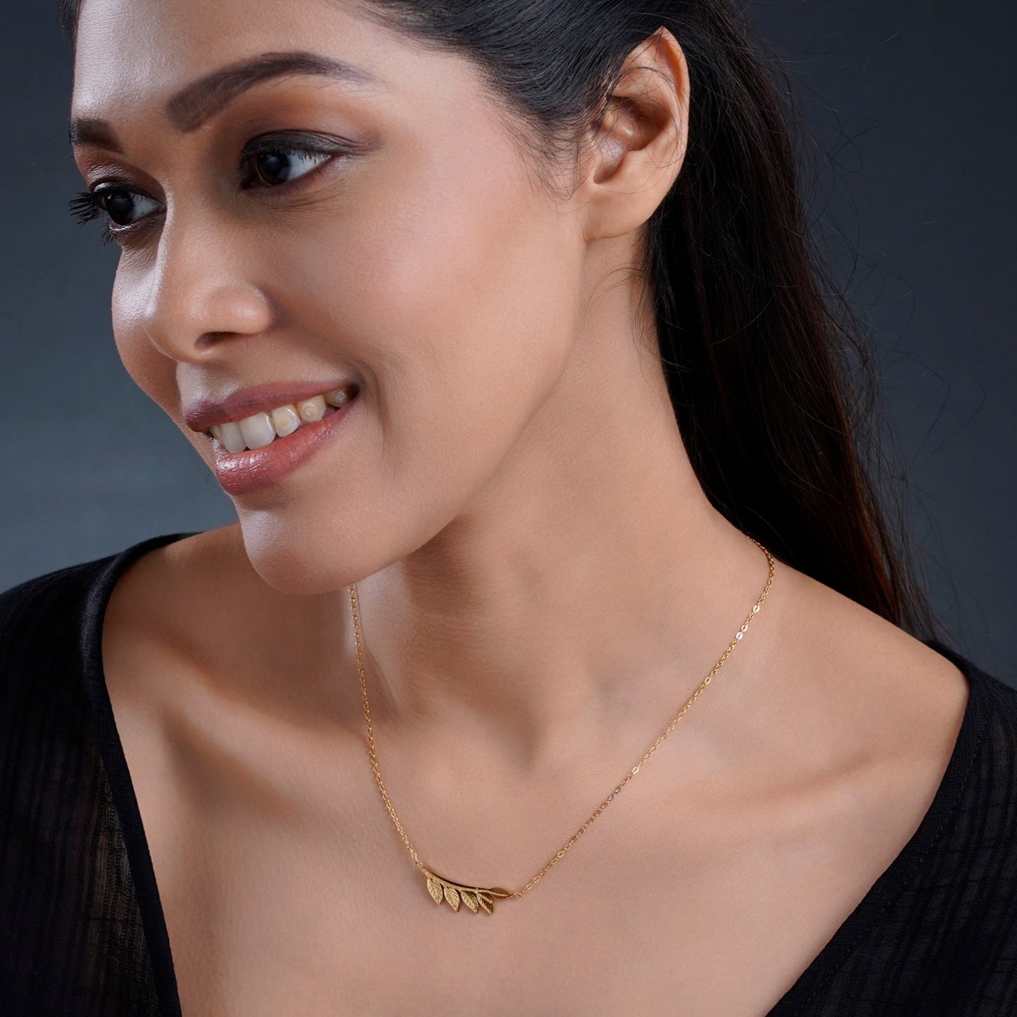 Shalakha Leaf 18K Gold Plated Necklace