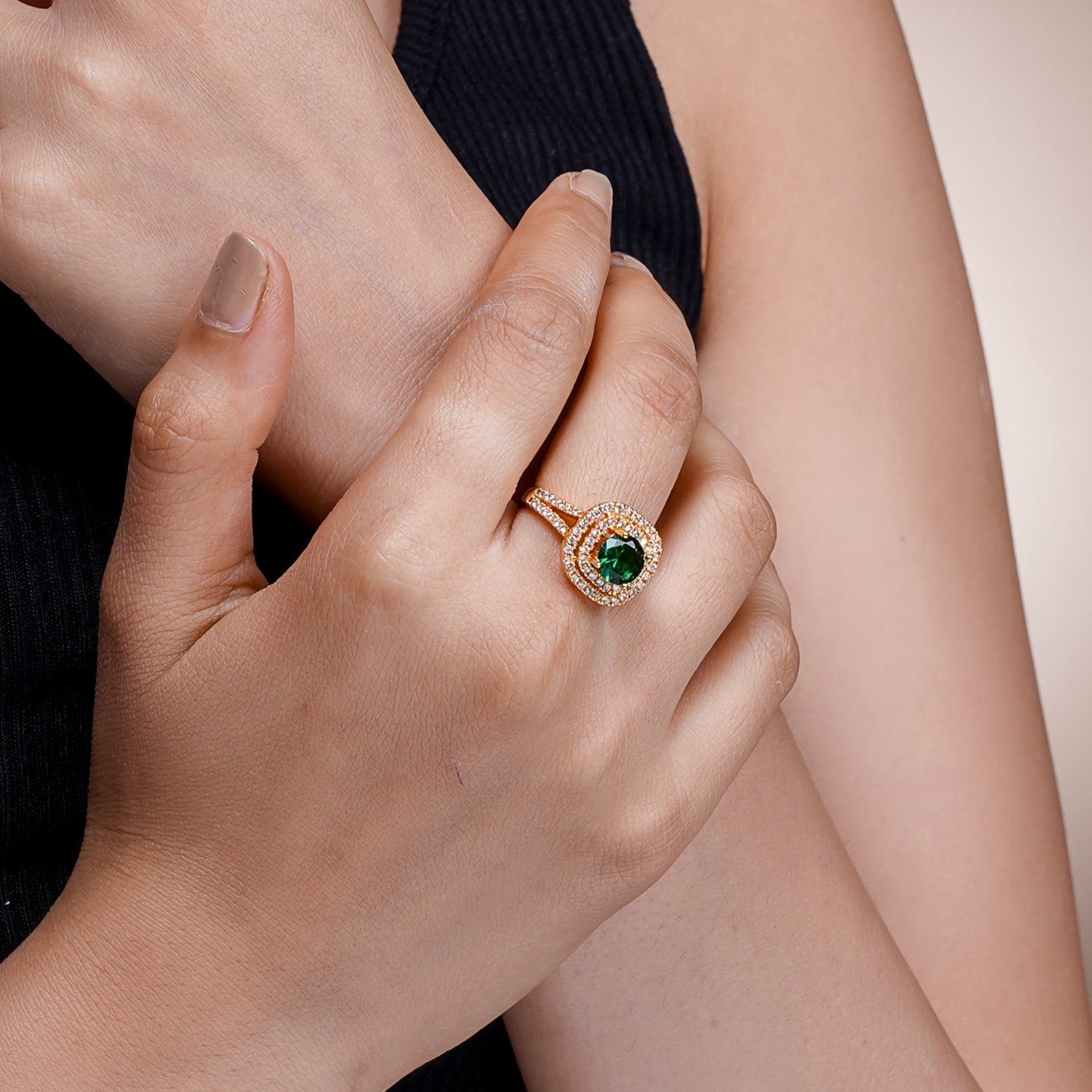 Vashti Emarald 18K Gold Plated Ring