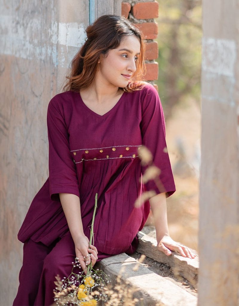 Flared silhouette with a comfort fit Delicate hand embroidery, (WACD127)