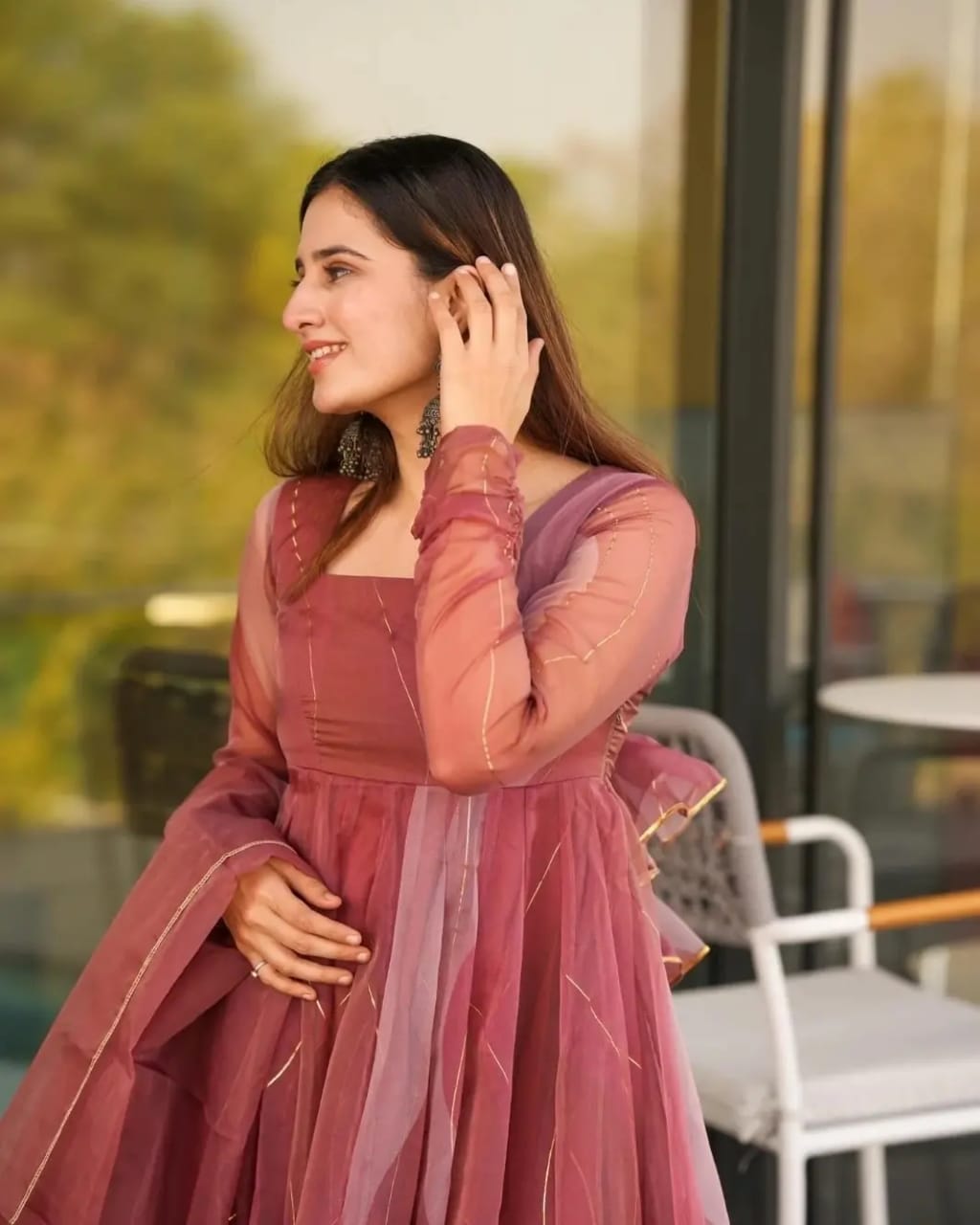 Salmon Premium Quality Anarkali Suit Set