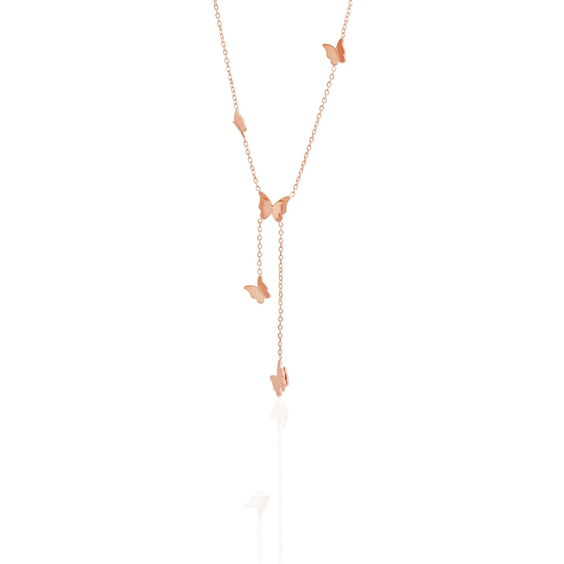 Statement Butterfly Rosegold Plated Necklace
