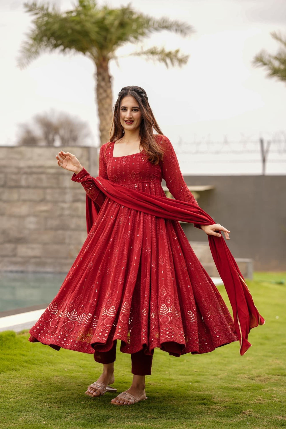 Royalwalks Premium Quality Mehrooni Red Suit Set