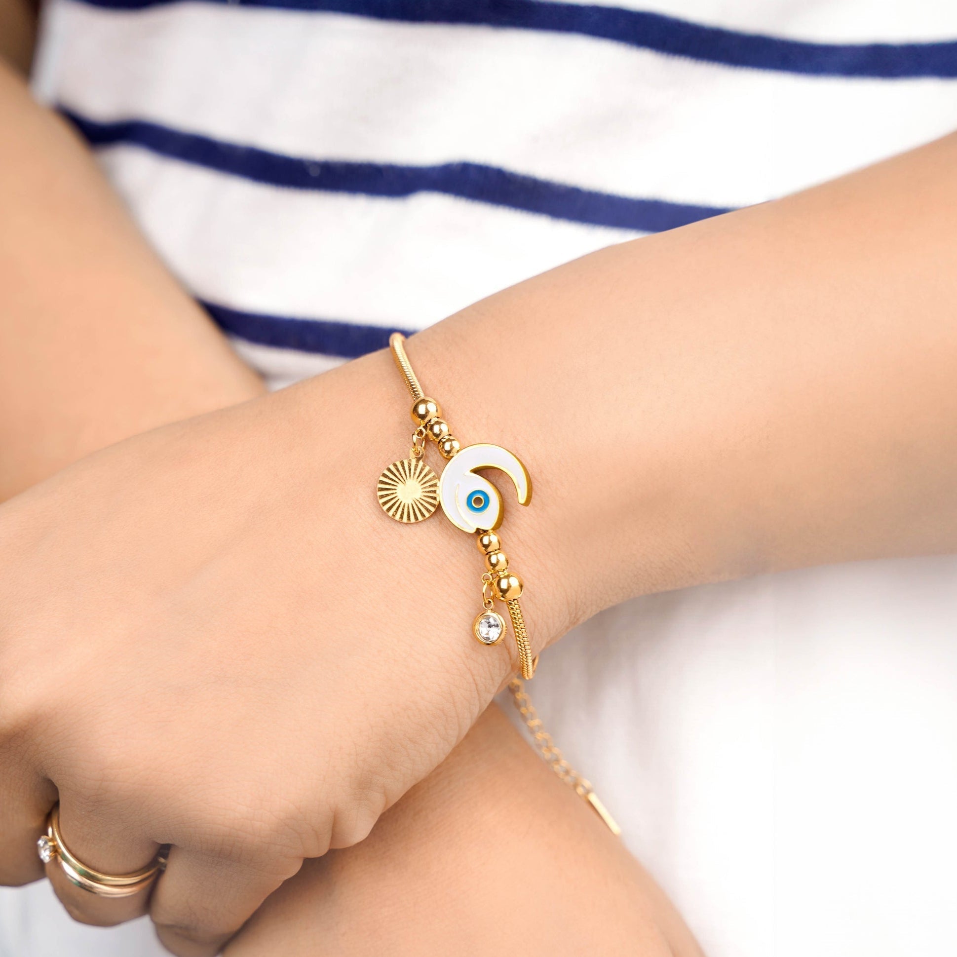 Tanhaa Moon Eye 18K Gold Plated Bracelet