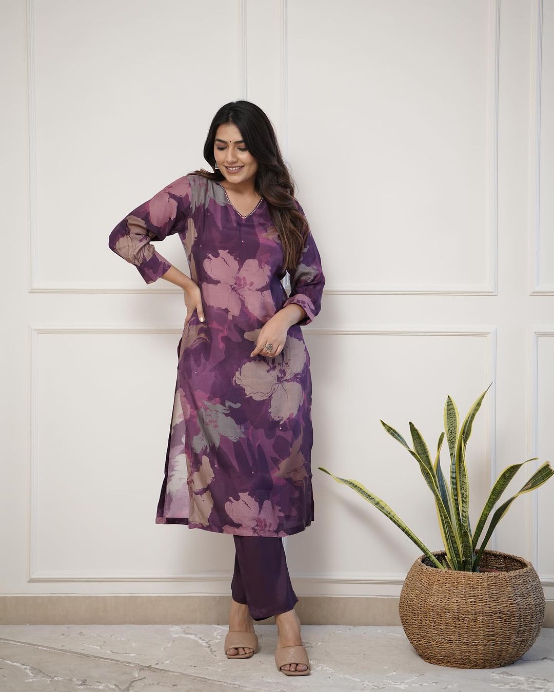 Enjoy New Floral Kurta Pant set with amazing lace Work ❤️ (WACD04)