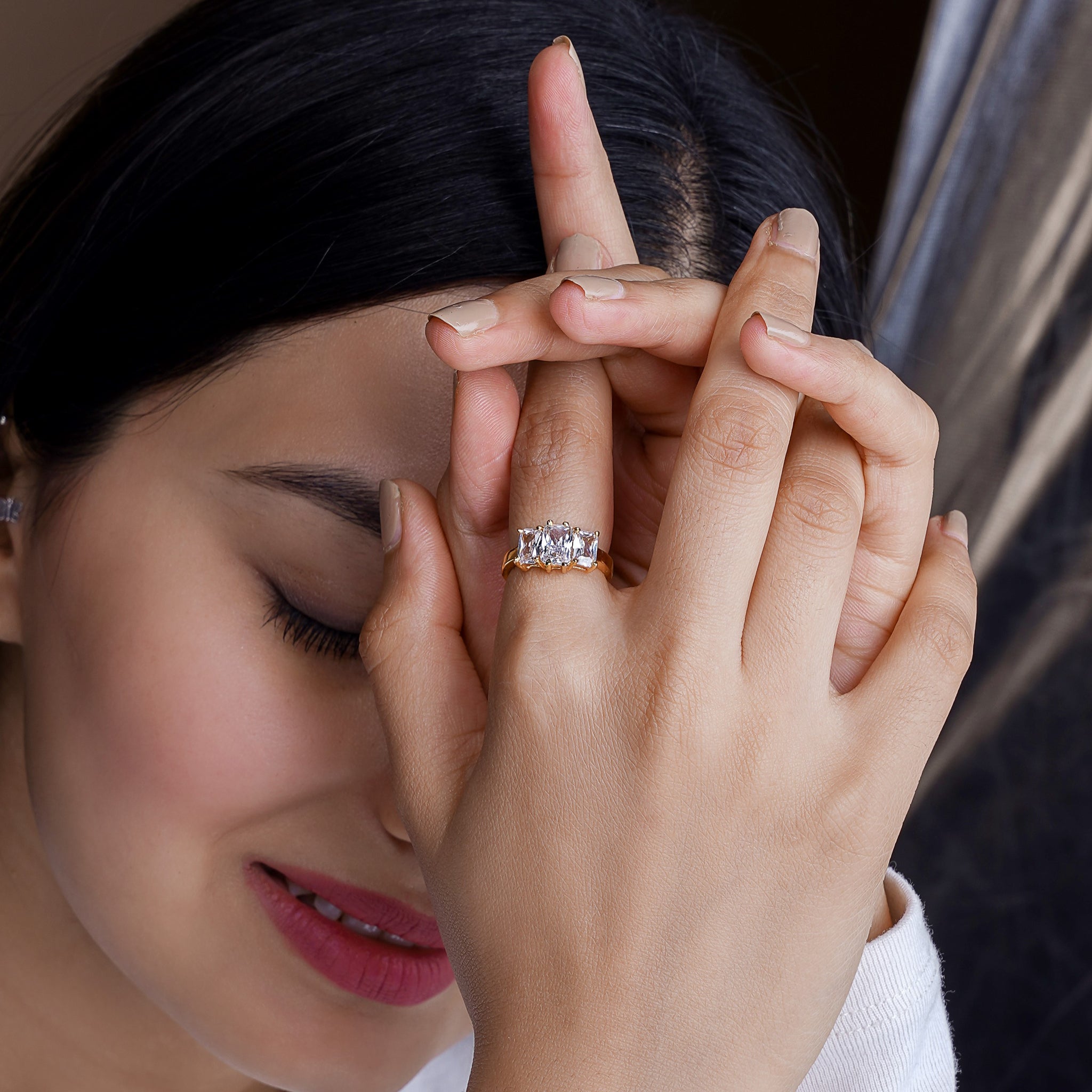 Amulya Solitaire 18K Gold Plated Ring