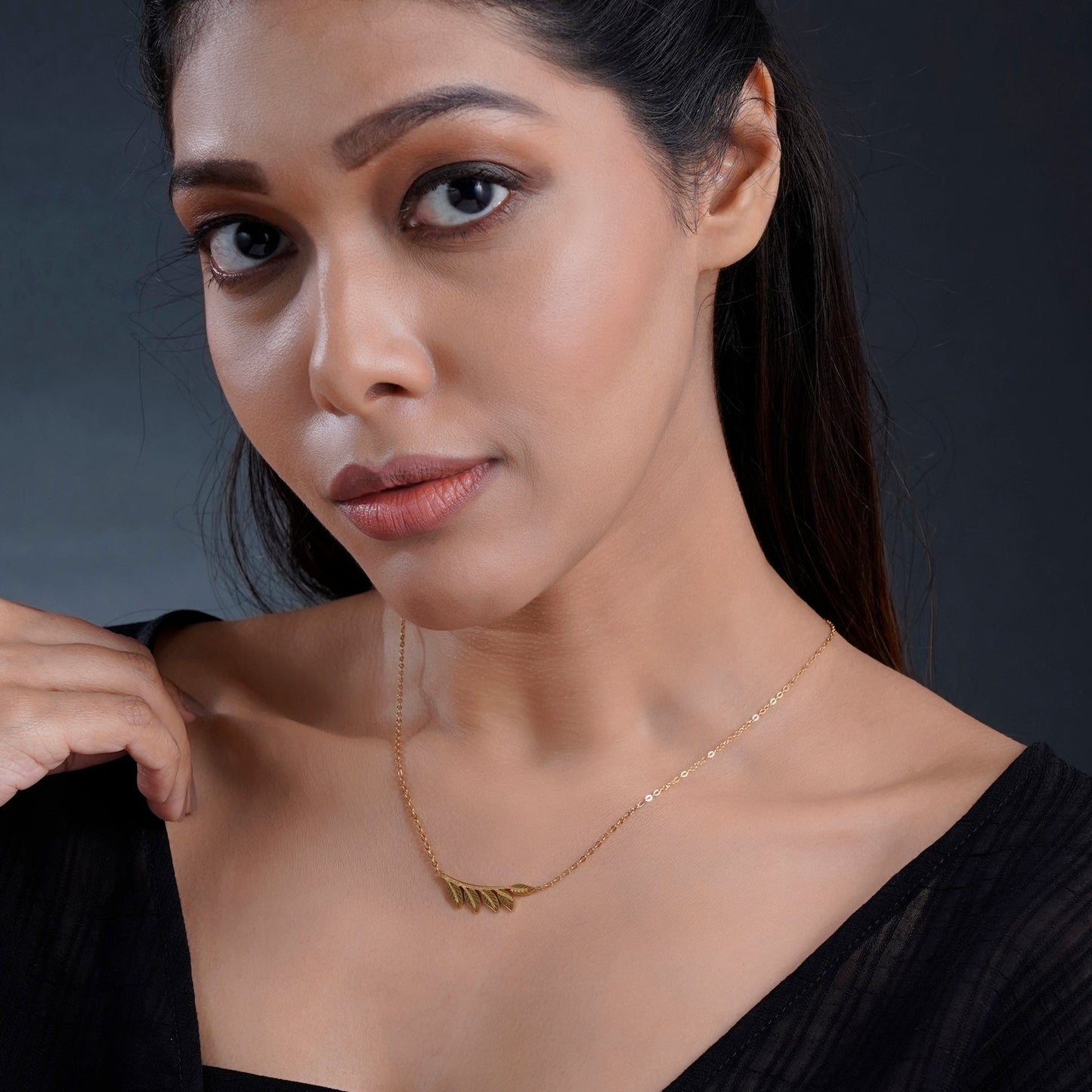 Shalakha Leaf 18K Gold Plated Necklace