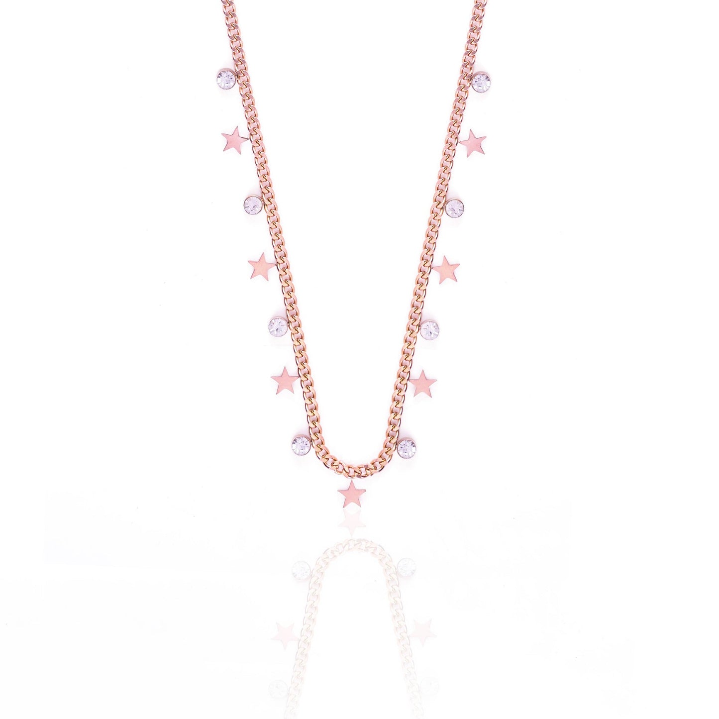 Diamond Star Rosegold Plated Necklace