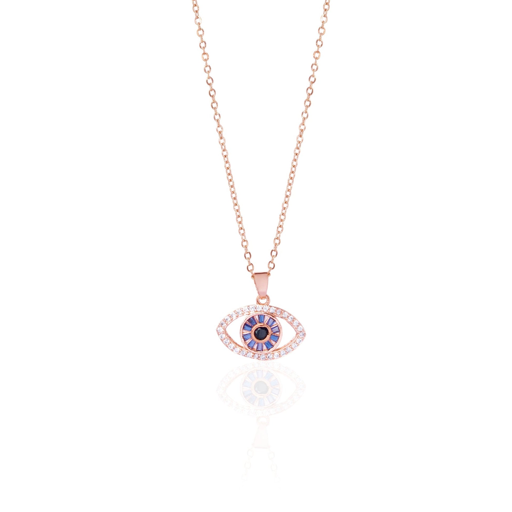 Fire & Ice Evil Eye Rosegold Plated Necklace