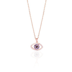 Fire & Ice Evil Eye Rosegold Plated Necklace