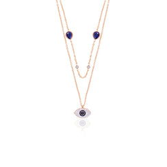 Layered Evil Eye Rosegold Plated Necklace