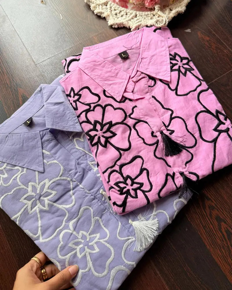 Cotton Embroidered Coord -Pink