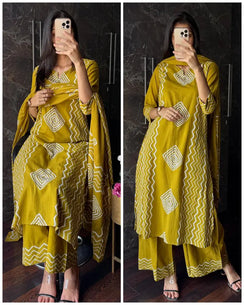 Cotton Block Printed Suit -Green