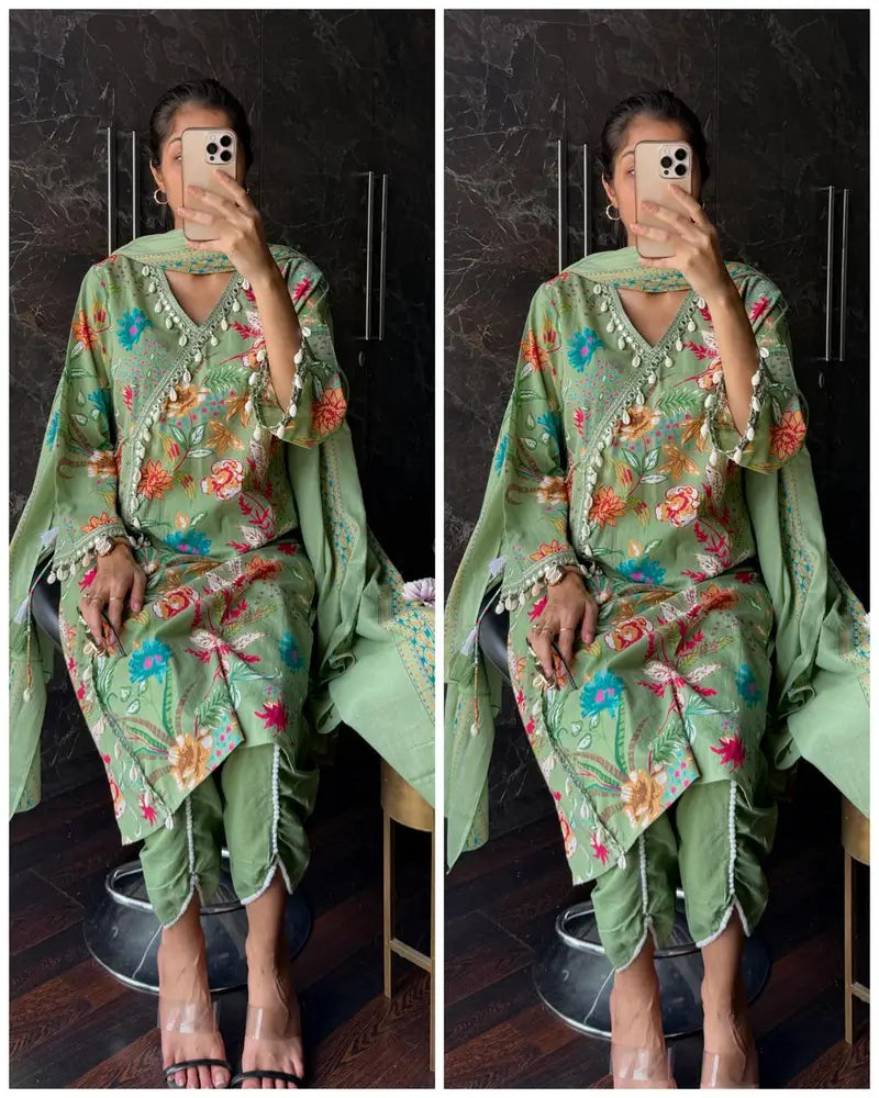 Pure Cotton Tulip Shell Suit -Pista Green