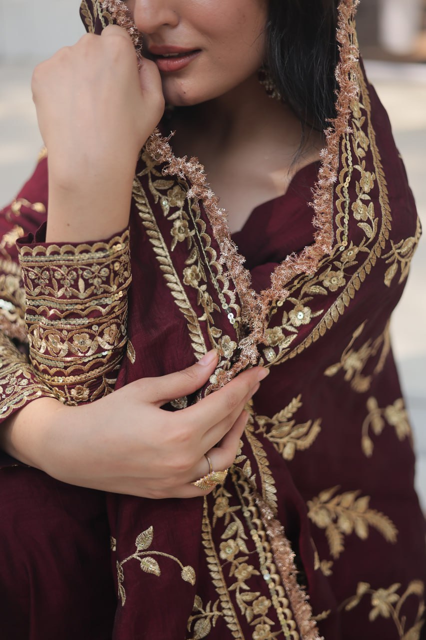 RADIANT DARK MAROON SUIT SET 142