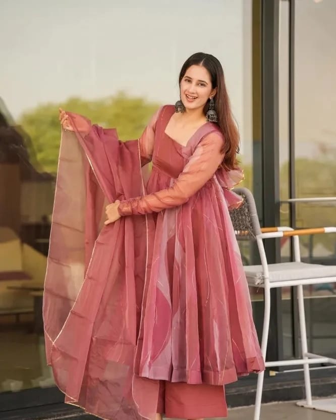 Salmon Premium Quality Anarkali Suit Set