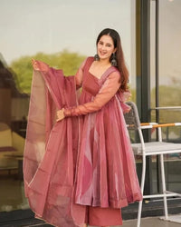 Salmon Premium Quality Anarkali Suit Set