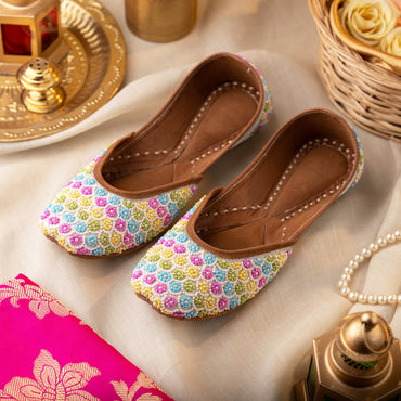 Multicolour Flower Jutti
