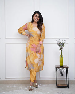 Enjoy New Floral Kurta Pant set with amazing lace Work ❤️ (WACD05)