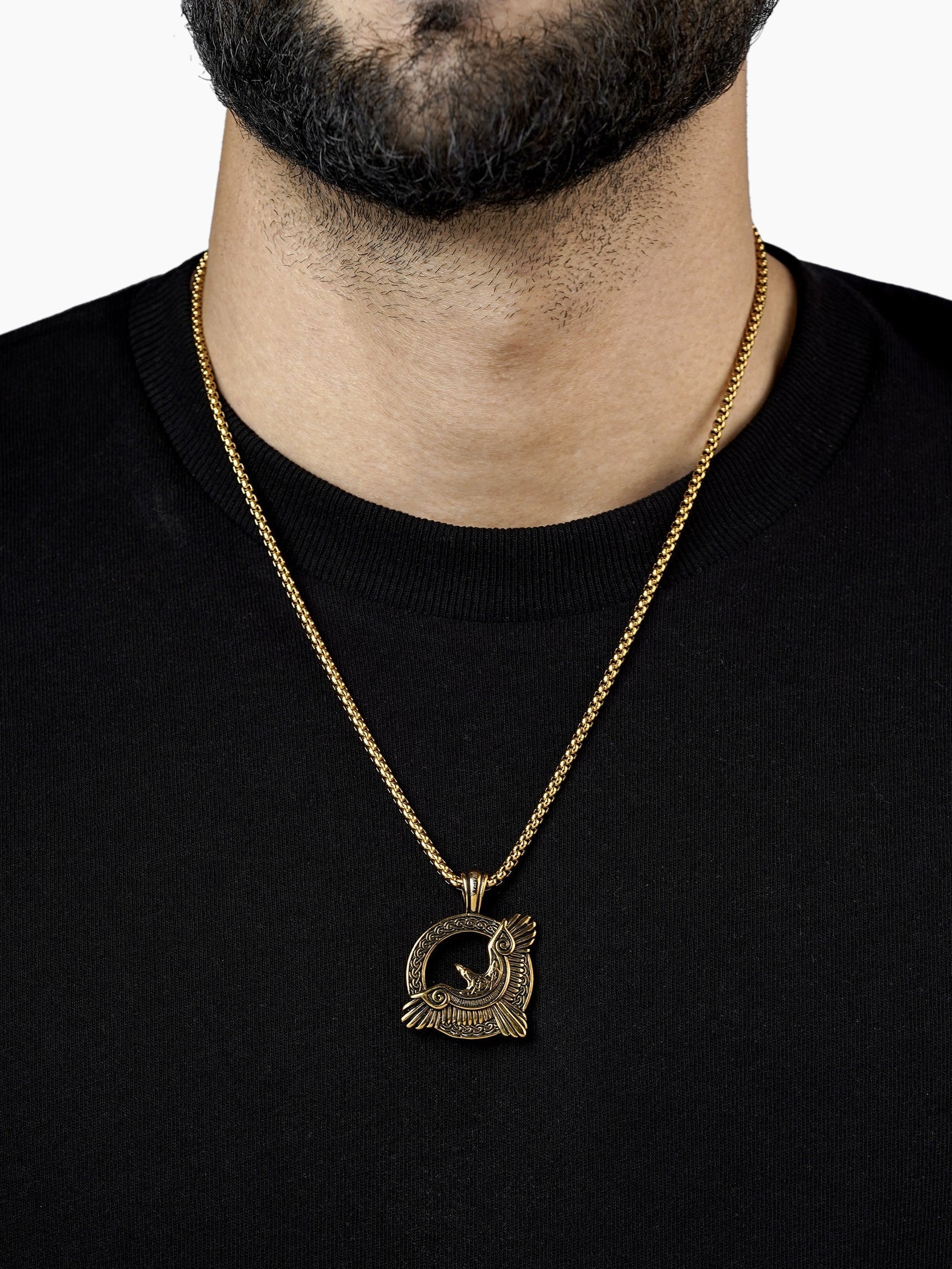 Froro Eagle 18K Gold Plated Men's Chain Pendant