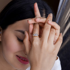 Amulya Solitaire 18K Gold Plated Ring