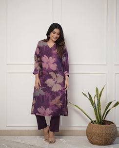 Enjoy New Floral Kurta Pant set with amazing lace Work ❤️ (WACD04)