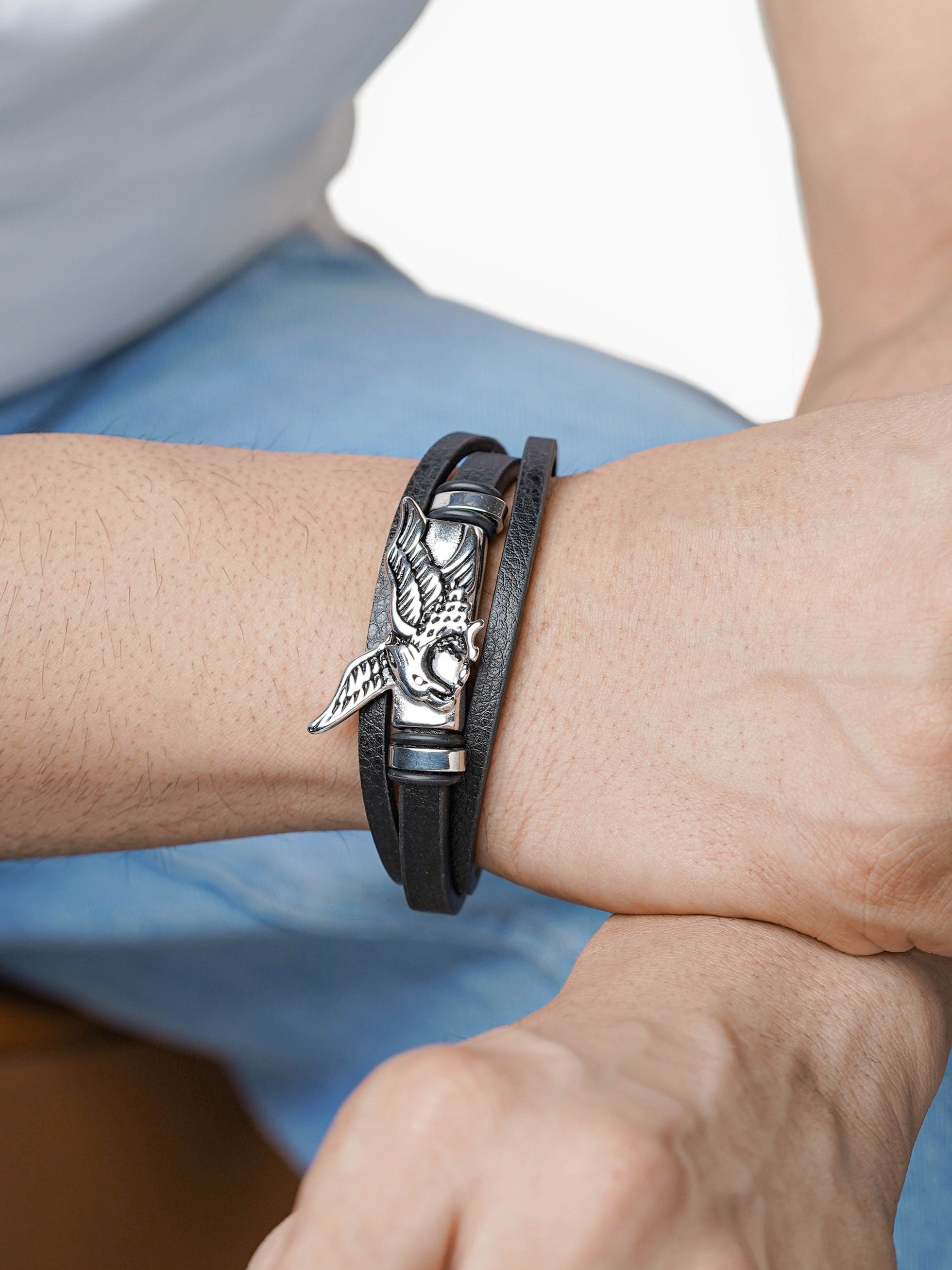 Falwn Men's Leather Bracelet