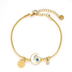 Tanhaa Moon Eye 18K Gold Plated Bracelet