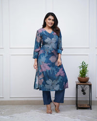 Enjoy New Floral Kurta Pant set with amazing lace Work ❤️ (WACD02)