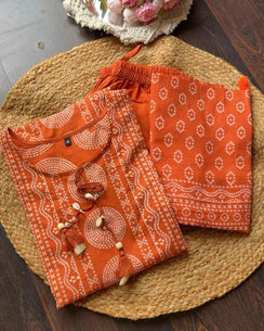 Pure Cotton Suit -Orange