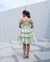 Aqua Bloom Smocked Midi Dress