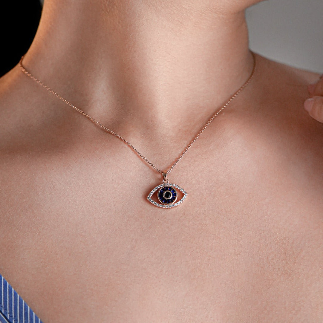 Fire & Ice Evil Eye Rosegold Plated Necklace
