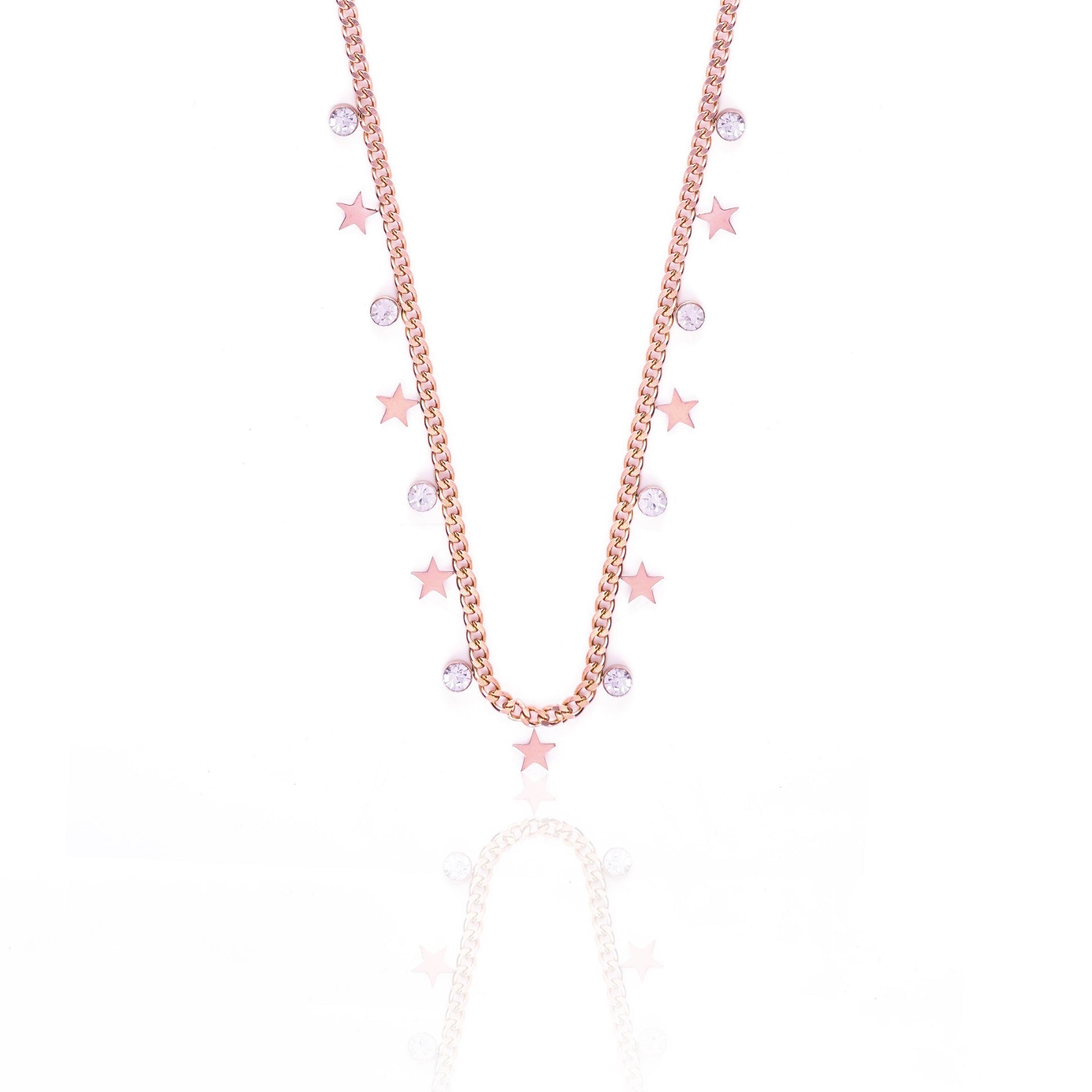 Diamond Star Rosegold Plated Necklace