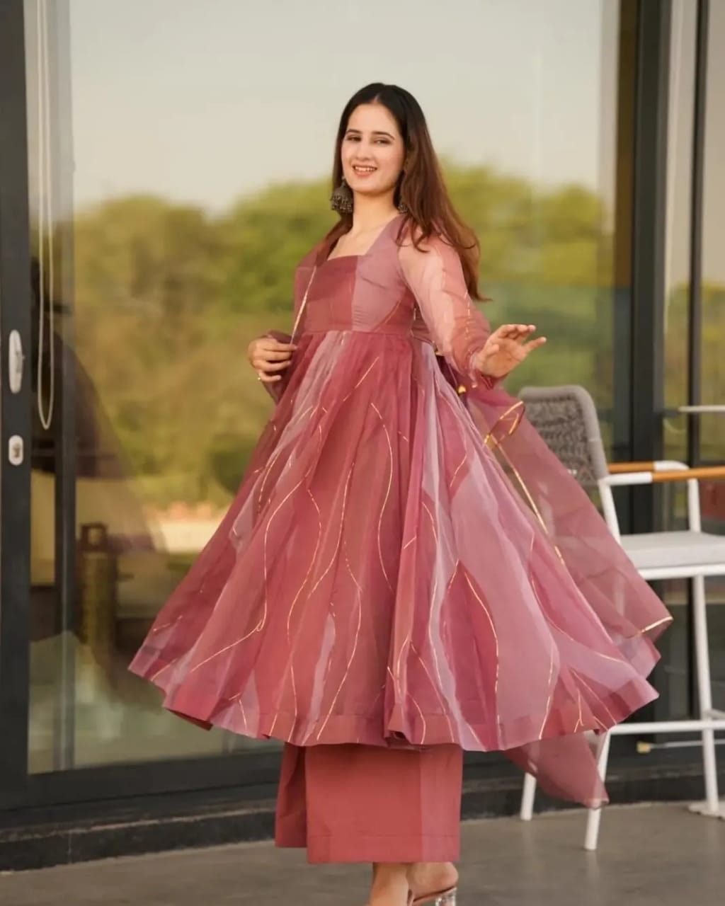 Salmon Premium Quality Anarkali Suit Set