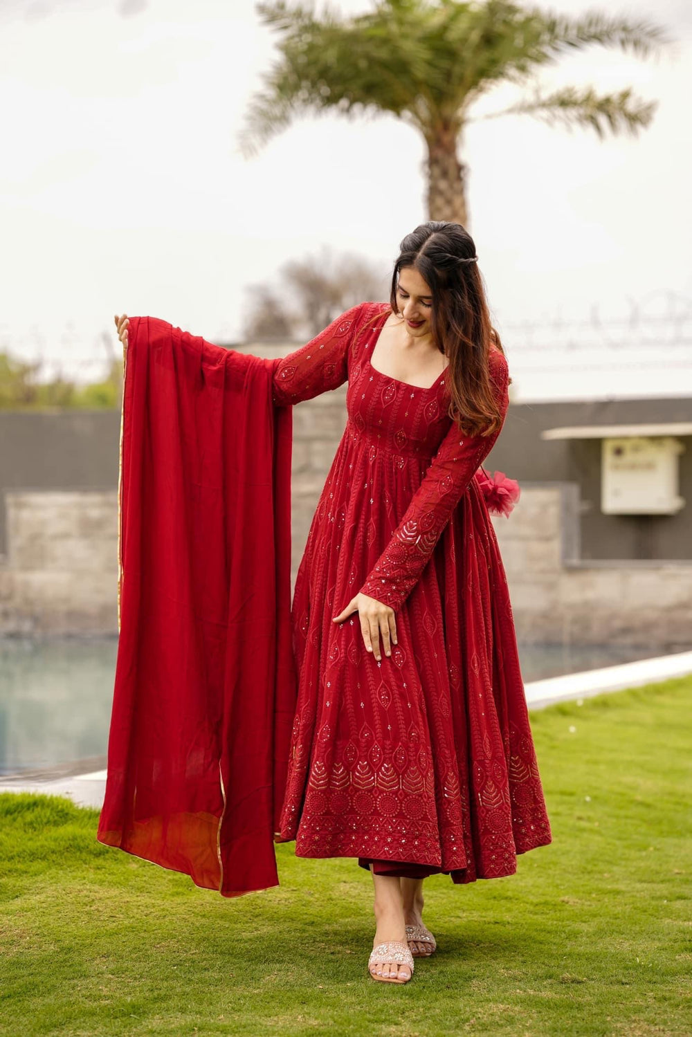 Royalwalks Premium Quality Mehrooni Red Suit Set